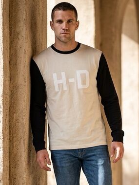 NWT Harley Davidson Unisex Cream/Black Long Sleeve Shirt Graphic H-D - Size XS